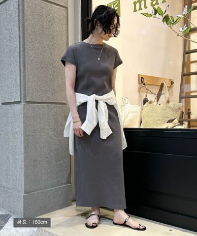 【50%off】カップ付きリブワンピース